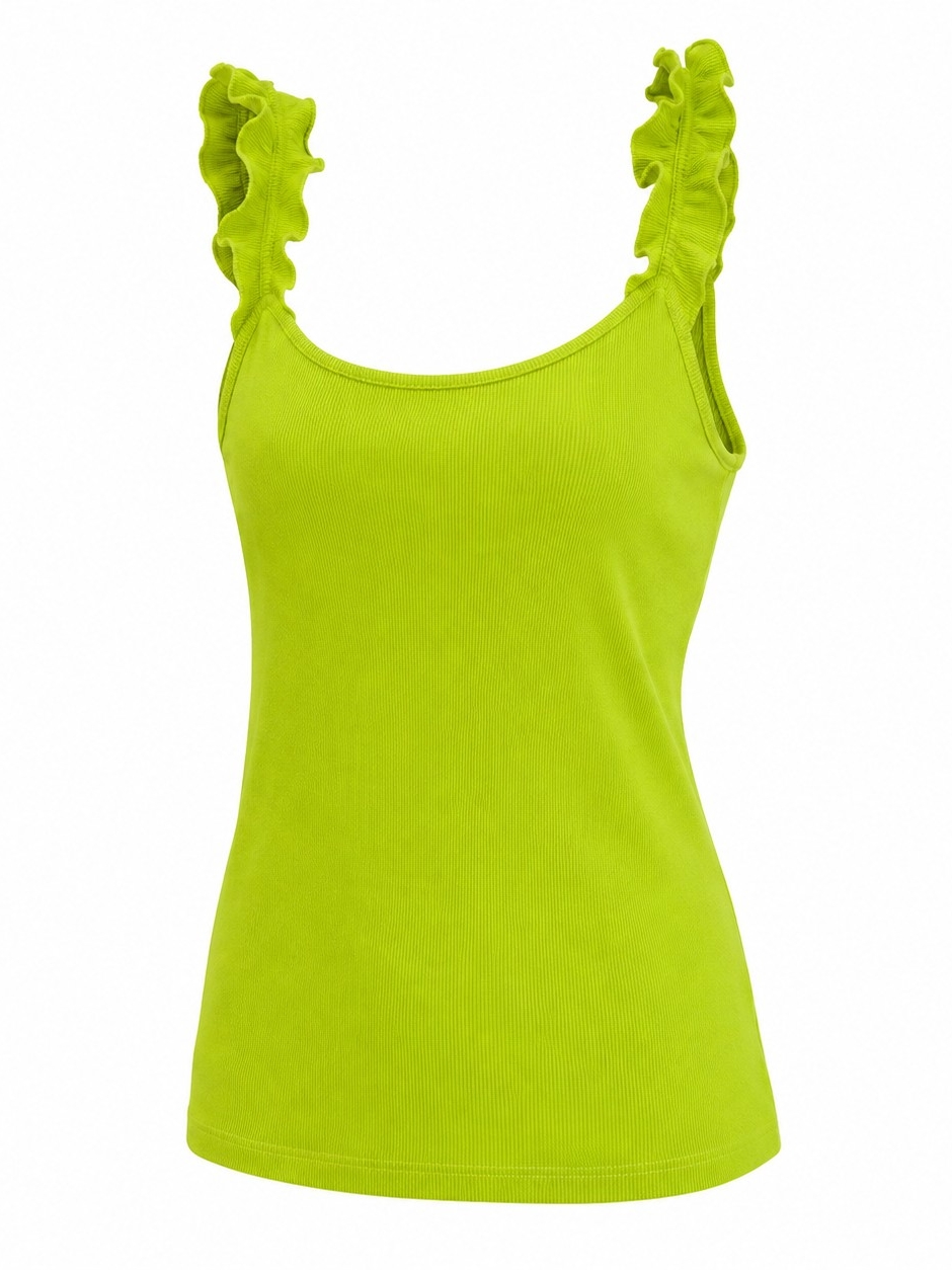 Lime Green Ruffle Strap Tank Top